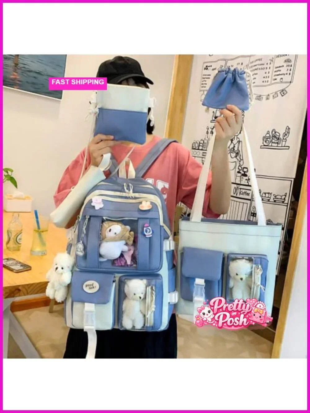 Durable Nylon Backpack Set with Pencil Box and Shoulder Bag